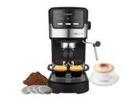 BEPER P101CAF100 Duetta Espressomachine, 1100W, Geschikt voor pods en Koffiepoeder, Koffiemachine met dubbele uitlooparm, 15 bar, Kopjeswarmer, Maatbeker en pers inbegrepen, Zwart