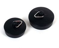 Merkloos Gootsteenstop - 2x - rubber - zwart - 2 formaten (Let op! 45mm & 50 mm) - wasbak afvoerstop