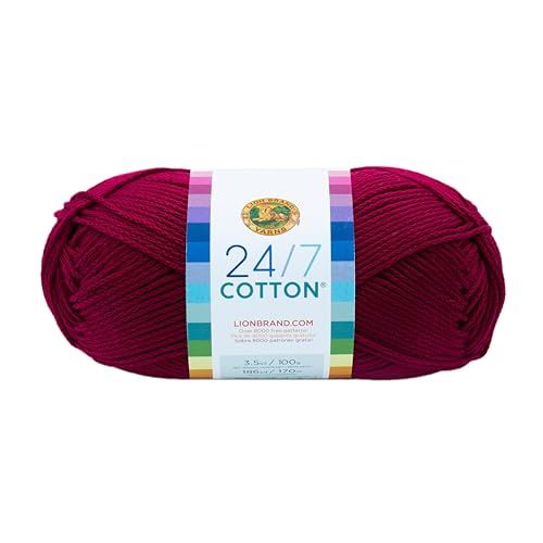 Lion Brand Yarn Company Cotton Garn - Magenta - 15.24 x 6.35 x 6.35 cm