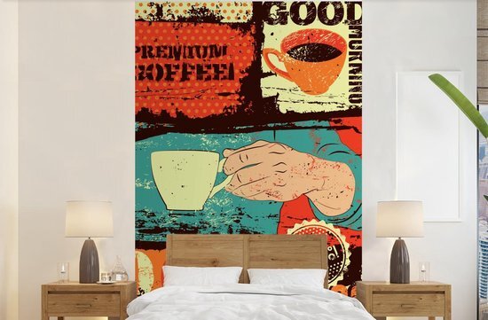 Nr1Wallpaper Behang - Fotobehang Koffie - Collage - Vintage - Breedte 155 cm x hoogte 240 cm