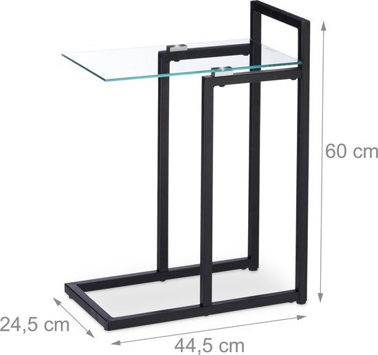 Bijzettafel Industrieel, 2 Etages, U Vorm, Salontafel Metaal Houtkleur Hbd 57 5x47 5x25 Cm Bruin