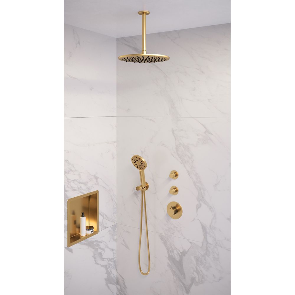 Brauer Brauer Gold Edition regendoucheset ronde handdouche Ø30cm goud