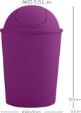 MSV Afvalemmer met Kanteldeksel – Prullenbak voor Badkamer, Toilet en Keuken – Modern Design uit de AKO Collectie – Paars – 5.5 Liter