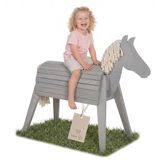 roba Buitenpaard van massief hout - Weerbestendig houten paard voor de tuin - Voltigepaard om te rijden, klimmen en turnen - Duurzaam houten speeltoestel - Grijs gelazuurd