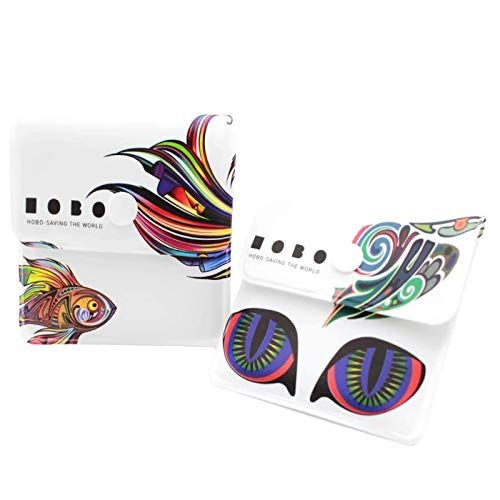 Xhuan 2 asbakken asbak - vuurvast PVC - geurneutraal - draagbaar compact - uniek patroon van regenboogvissen en psychedelische katten