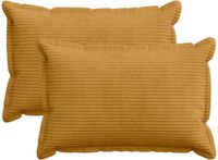 vidaXL Kussensloop 2 st houten geel 40 x 60 cm corduroy