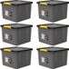 Monzana Boîte de rangement - Set de 6 Plastique 32l Empilable - Anthracite