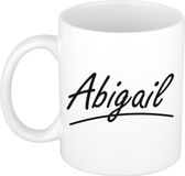 Bellatio Decorations Abigail Naam koffiemok - beker - met sierlijke letters - wit