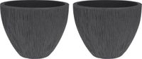 Pro Garden Plantenpot - 2x - kunststof - antraciet - 31 x 32 cm - bloempot