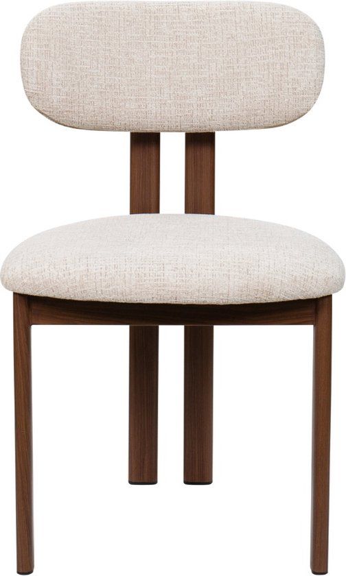 Giga Meubel Eetkamerstoel Noor - Stof/Staal - Beige/Walnoot - Set van 2