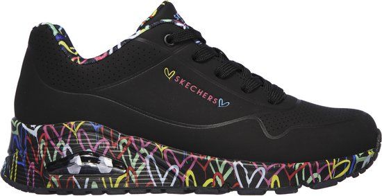 Skechers Uno - Loving Love Dames Sneakers - Black/Black Maat 38
