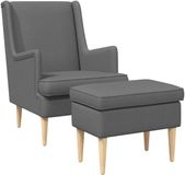 vidaXL Fauteuil met Voetenbank 2 st Donkergrijs Stof