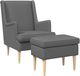 vidaXL Fauteuil met Voetenbank 2 st Donkergrijs Stof