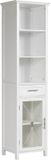 Teamson Home Badkamerkast - Delaney Hoog Staand Houten Kastje Met Lade en 3 Planken - Wit