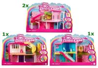 Mattel Barbie 4 Stück Mini Barbieland Haus-Set mit Puppe und Accessoire