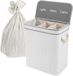 Merkloos Relaxdays Wasmand 3 vakken - 105 l - opvouwbaar - bamboe - wit