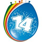 Folat 14 jaar verjaardag leeftijd ballonnen - 16x stuks - mix kleuren - feestartikelen/versiering