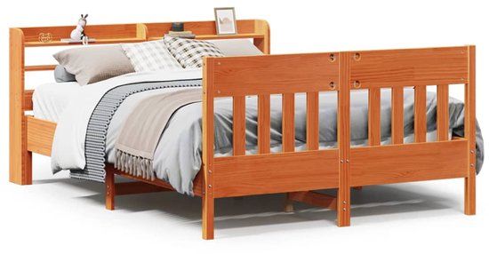vidaXL Bedframe - Massief Grenenhout - Wasbruin - 120x190 cm