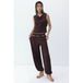 Mango top met kraaltjes en open rug - donkerbruin