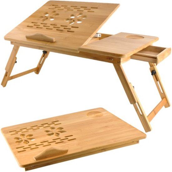 Ruhhy Bamboe Laptopstandaard - Ergonomisch Werken - Tot 17 inch