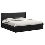 vidaXL Bedframe met opbergruimte en hoofdbord Zwart 180 x 200 cm