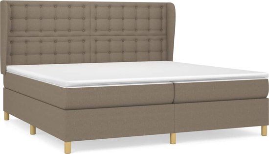 vidaXL Boxspring met matras stof taupe 200x200 cm