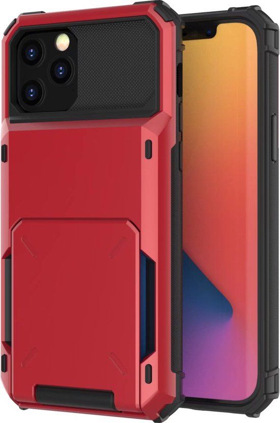 JVS Products Hoesje iPhone SE 2020 - Backcover - Pasjeshouder - TPU - Rood