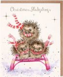Wrendale Designs Kerstkaarten Notepack - 8 stuks - 'Sledgehogs'
