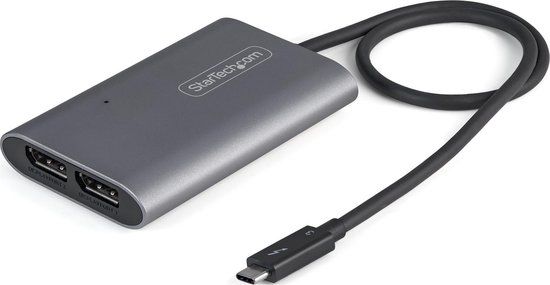 StarTech Thunderbolt 3 naar Dual DisplayPort Adapter DP 1.4 - Dual 4K 60Hz of Single 8K/5K TB3 naar DP adapter - Mac/Windows