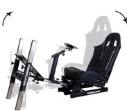 TUBBZ REBBLERS® PRO Premium Racing Cockpit - Race Simulator + Vloermat - Verstelbaar van Formula naar GT/Rally - Zwart