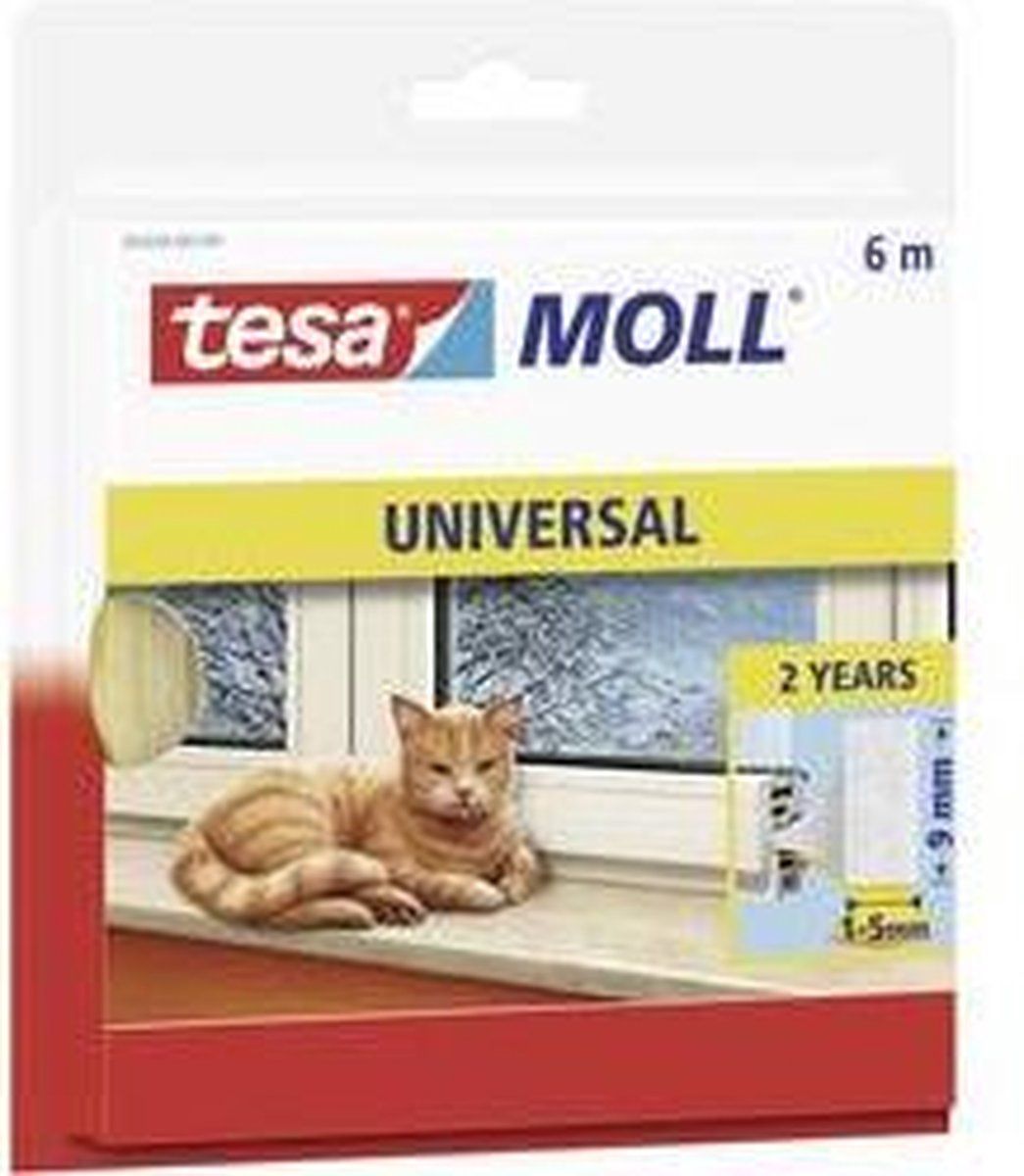 tesa moll Universele schuimrubberen afdichting wit 6 m x 9 mm x 5,5 mm