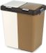 Orion - Poubelle double - 2x20 l - Blanc et Brun - Couvercle à charnière