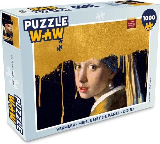 MuchoWow Puzzel Vermeer - Meisje met de parel - Goud - Legpuzzel - Puzzel 1000 stukjes volwassenen