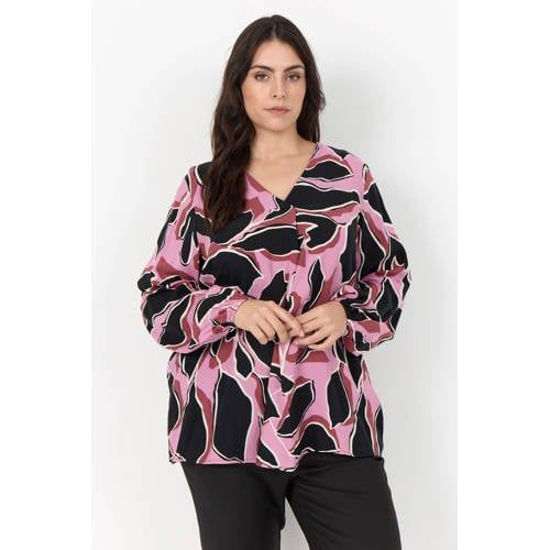Wasabiconcept Plus Size bloemenprint top - roze