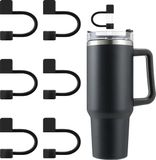 Stanley 6 pièces couvercles de paille en silicone - noir