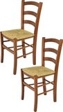 t m c s Tommychairs Venice - Eetkamerstoelen - Set van 2 - Licht Walnoot - Rotan