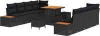 vidaXL Tuinbank - Set - 11 - st - Zwart - poly - rattan