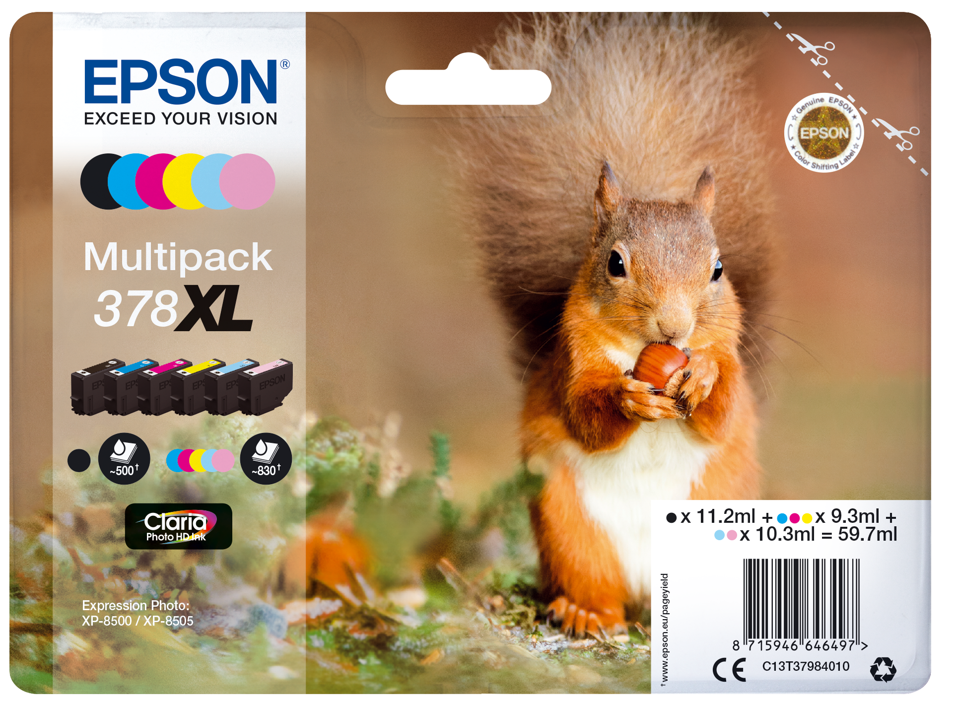 Epson 378XL Claria Photo HD Ink Multipack - 6 kleuren - C13T37984020