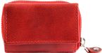 Just Portefeuille RFID en cuir véritable pour femme - Rouge - Avec boîte - Format paysage - 9 x 6,5 cm