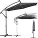 SONGMICS Parasol déporté avec éclairage LED, Parasol déporté 300 cm D, 32 éclairages LED, avec pied, protection solaire balcon, parapluie balcon, UPF 50+, avec manivelle, patio, jardin, gris GPU118G01