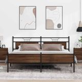 Maison Exclusive - Lit en métal sans matelas, marron, aspect chêne, 200x200 cm
