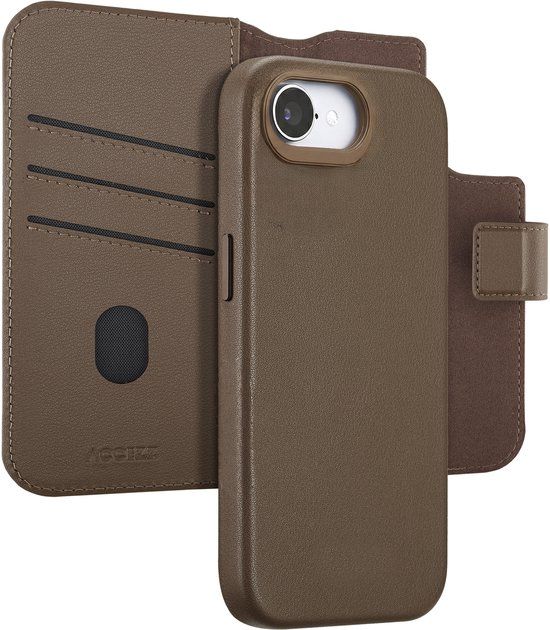 Accezz Leather Bookcase 2-in-1 met MagSafe voor de Apple iPhone 17e / 16e - Coffee Brown