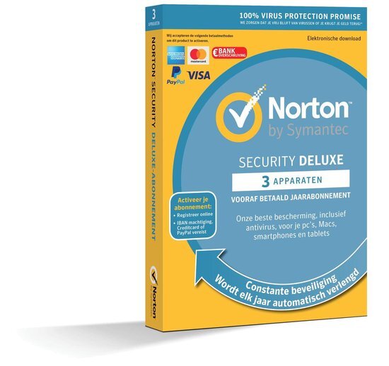 Norton Security Deluxe 3 Apparaten 1Jaar 2019-editie Antivirus inbegrepen Windows / Mac / iOS / Android