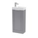 Hudson Reed meuble vasque nervuré 40cm de large, 86cm de haut, autoportant avec vasque - finition gris satiné | style Art déco