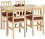HWC-F77 Ensemble de salle à manger, pin massif, revêtement en tissu, style champêtre, 110 cm de haut, naturel, revêtement terre cuite