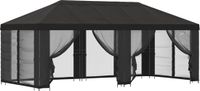 vidaXL Tuinpaviljoen met zijwanden, 6 x 3 meter, antraciet, polyester en staal