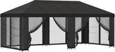 vidaXL Tuinpaviljoen met zijwanden, 6 x 3 meter, antraciet, polyester en staal