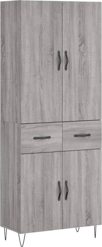 vidaXL Hoge kast 69,5x34x180 cm bewerkt hout grijs sonoma eikenkleurig