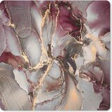 MousePadParadise Muismat Klein - Goud - Marmer - Paars - 20x20 cm - Standaard - Rubber/Textiel