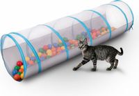 Petsona Opvouwbare Tunnel Voor Huisdieren Kattentunnel Voor Katten Honden Met 100 Ballen Lichtgewicht Draagbaar Voor Binnen En Buiten Makkelijk Schoon Te Maken, Grijs-Blauw:Geel/Groen/Blauw/Rood/Oranj